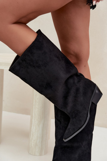 bottes montantes à enfiler avec talons en daim synthétique noir Casella