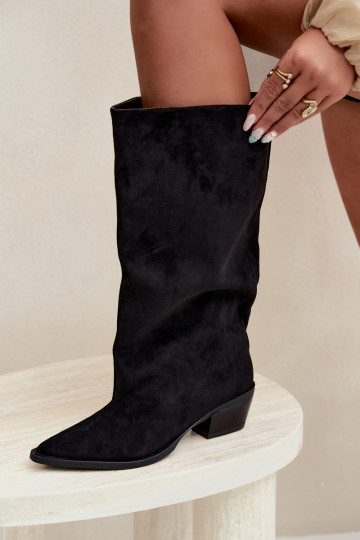 bottes montantes à enfiler avec talons en daim synthétique noir Casella 2