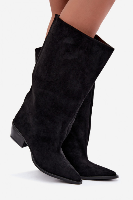 bottes montantes à enfiler avec talons en daim synthétique noir Casella