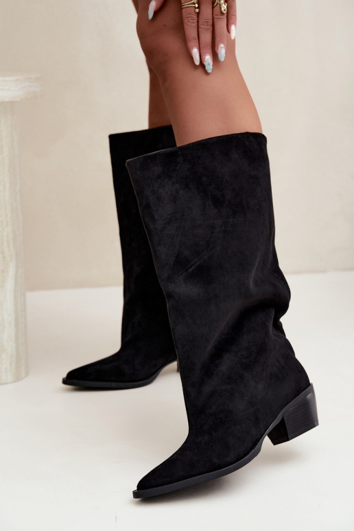 bottes montantes à enfiler avec talons en daim synthétique noir Casella