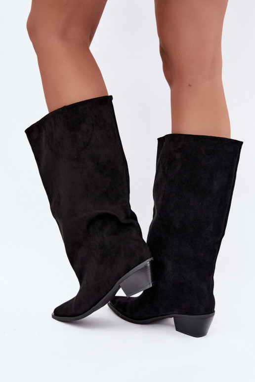 bottes montantes à enfiler avec talons en daim synthétique noir Casella