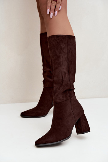 bottes hautes pour femmes à talons carrés couleur caramel Carlin 2