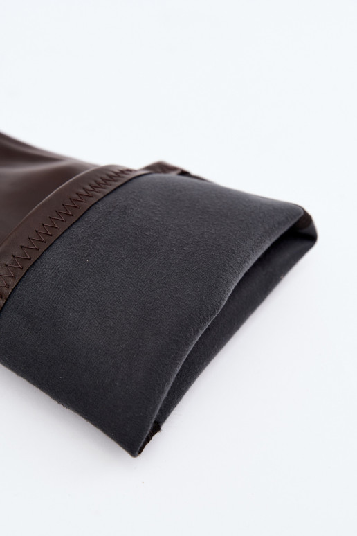 bottes hautes pour femmes avec tige à lacets sur petit talon en cuir synthétique caramel Gisellea