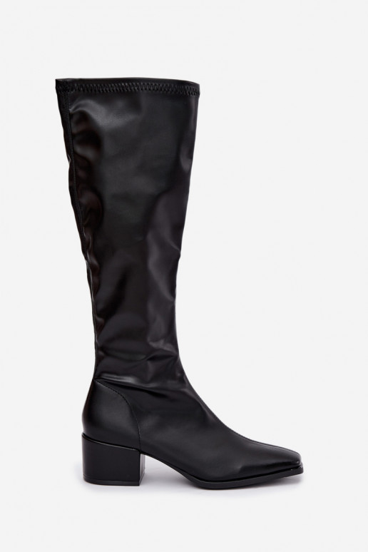 bottes hautes pour femmes avec tige à lacets sur petit talon en daim synthétique caramel Gisellea