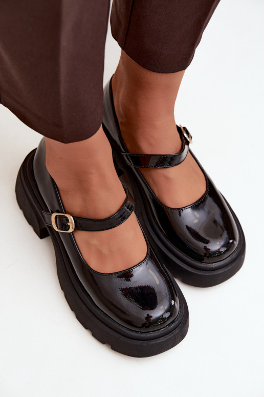 bottes vernies à talons épais noires Loxie