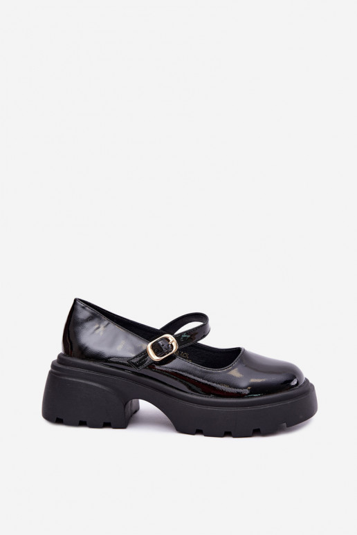 bottes vernies à talons épais noires Loxie