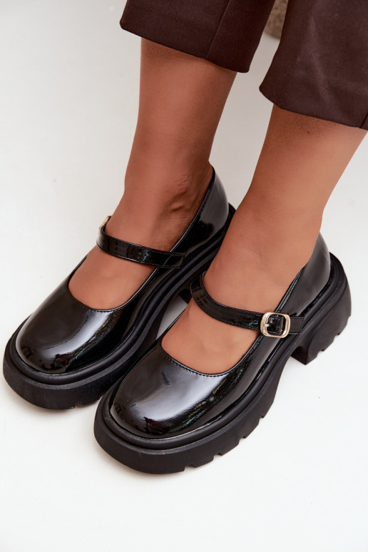 bottes vernies à talons épais noires Loxie