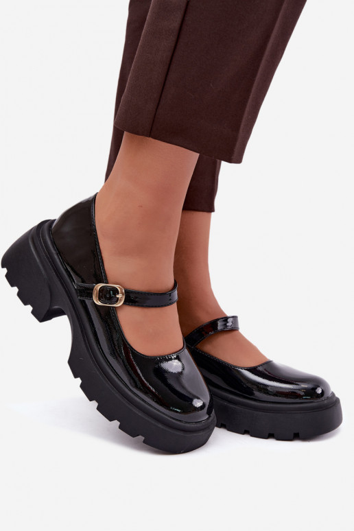 bottes vernies à talons épais noires Loxie