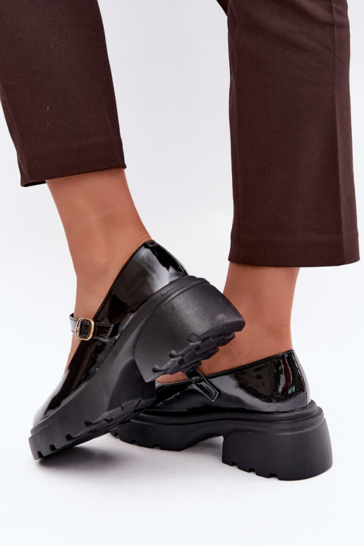 bottes vernies à talons épais noires Loxie