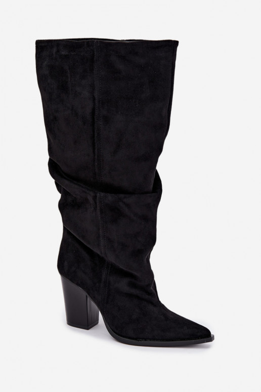 bottes montantes à enfiler avec talons noires Jensy