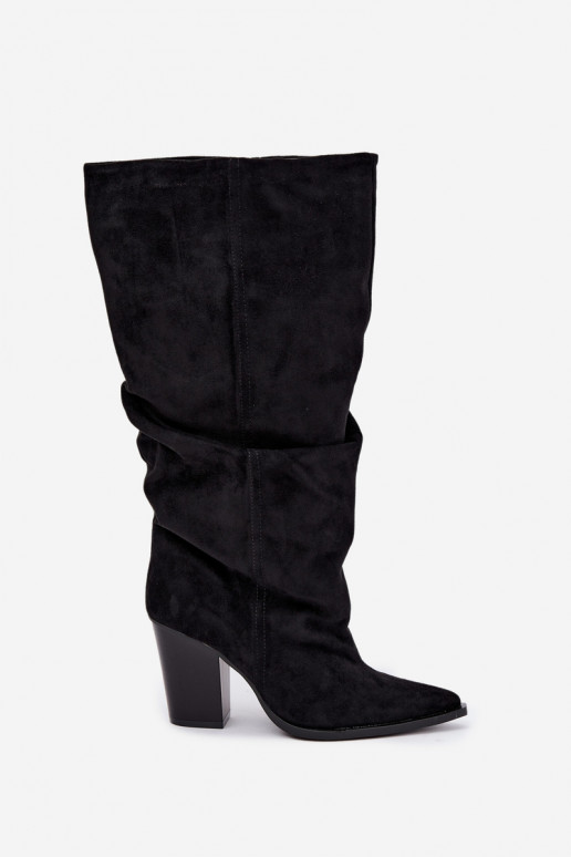 bottes montantes à enfiler avec talons noires Jensy