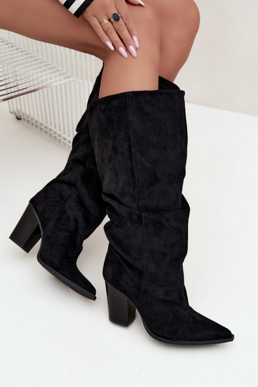 bottes montantes à enfiler avec talons noires Jensy