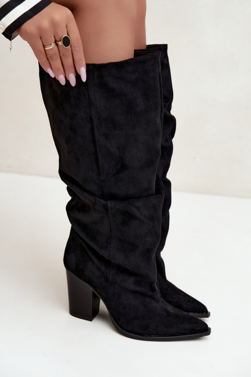 bottes montantes à enfiler avec talons noires Jensy