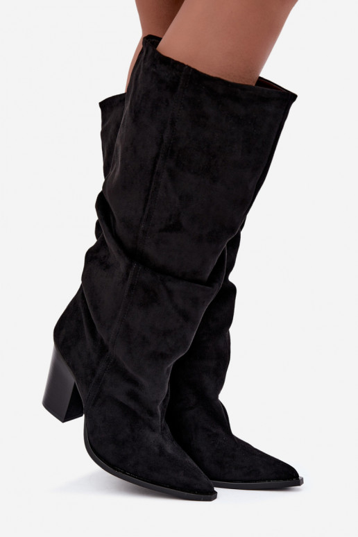 bottes montantes à enfiler avec talons noires Jensy