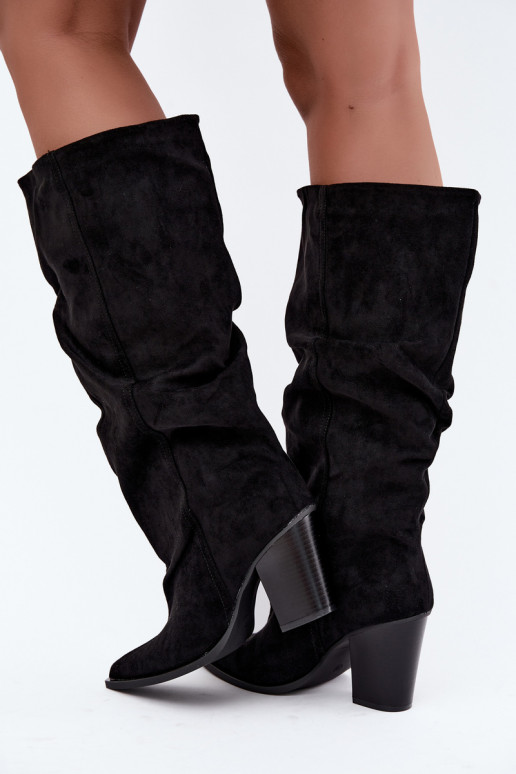 bottes montantes à enfiler avec talons noires Jensy