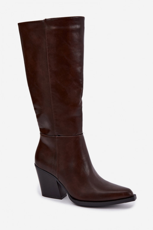 bottes hautes pour femmes à talons isolées couleur caramel Katelle