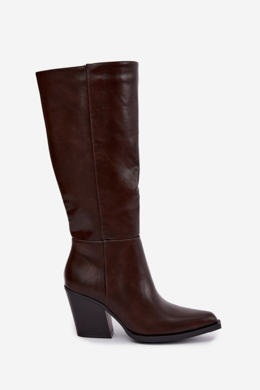 bottes hautes pour femmes à talons isolées couleur caramel Katelle