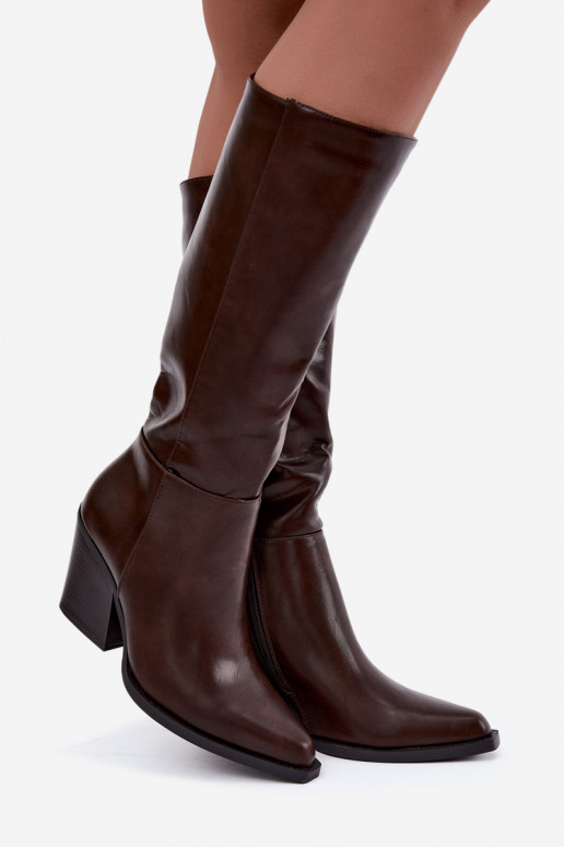 bottes hautes pour femmes à talons isolées couleur caramel Katelle