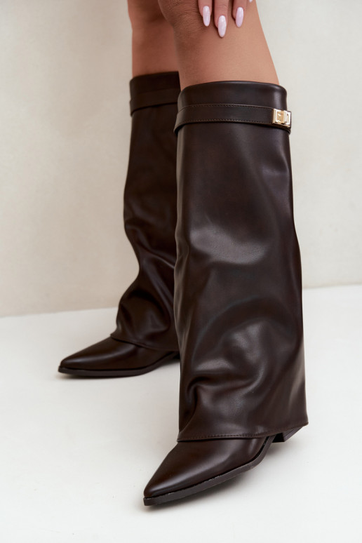 bottes hautes pour femmes avec tige à lacets sur petit talon en cuir synthétique caramel Gisellea