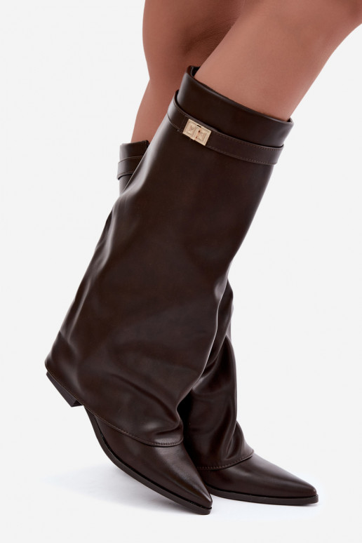 bottes hautes pour femmes avec tige à lacets sur petit talon en cuir synthétique caramel Gisellea