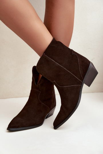 bottes de style cowboy avec talons en daim chocolat Norelle