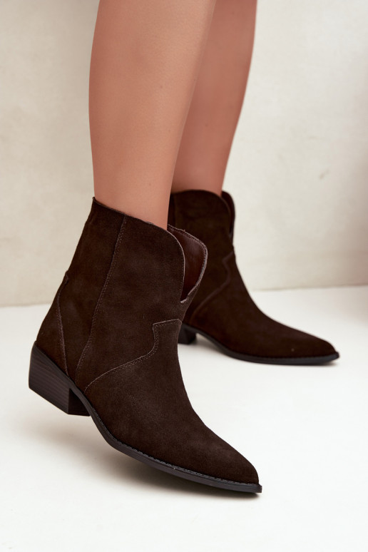 bottes de style cowboy avec talons en daim chocolat Norelle