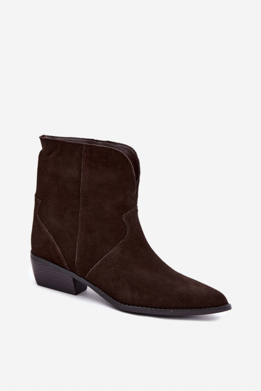 bottes de style cowboy avec talons en daim chocolat Norelle