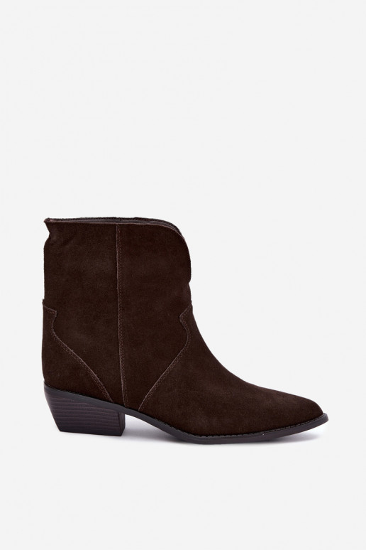 bottes de style cowboy avec talons en daim chocolat Norelle