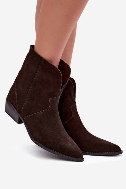 bottes de style cowboy avec talons en daim chocolat Norelle