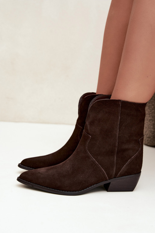 bottes de style cowboy avec talons en daim chocolat Norelle