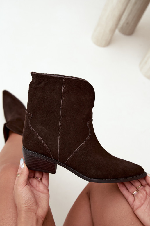 bottes de style cowboy avec talons en daim chocolat Norelle