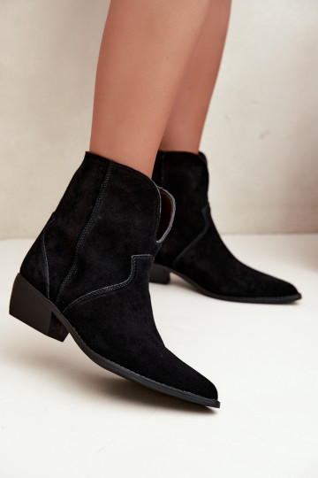 bottes de style cowboy avec talons en daim noir Norelle 2
