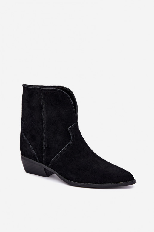 bottes de style cowboy avec talons en daim noir Norelle