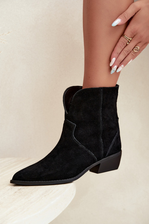 bottes de style cowboy avec talons en daim noir Norelle