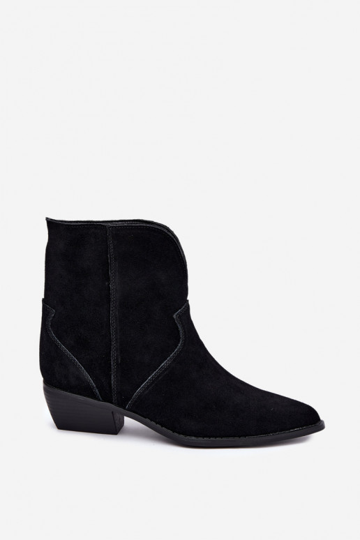 bottes de style cowboy avec talons en daim noir Norelle