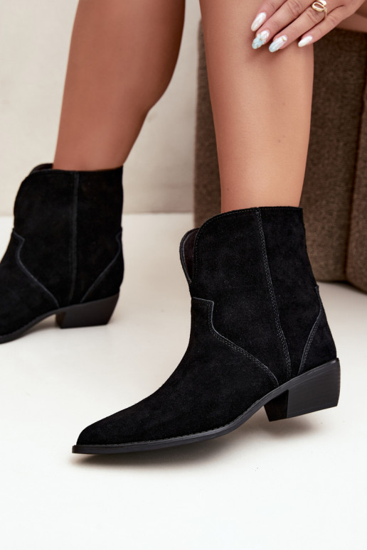 bottes de style cowboy avec talons en daim noir Norelle