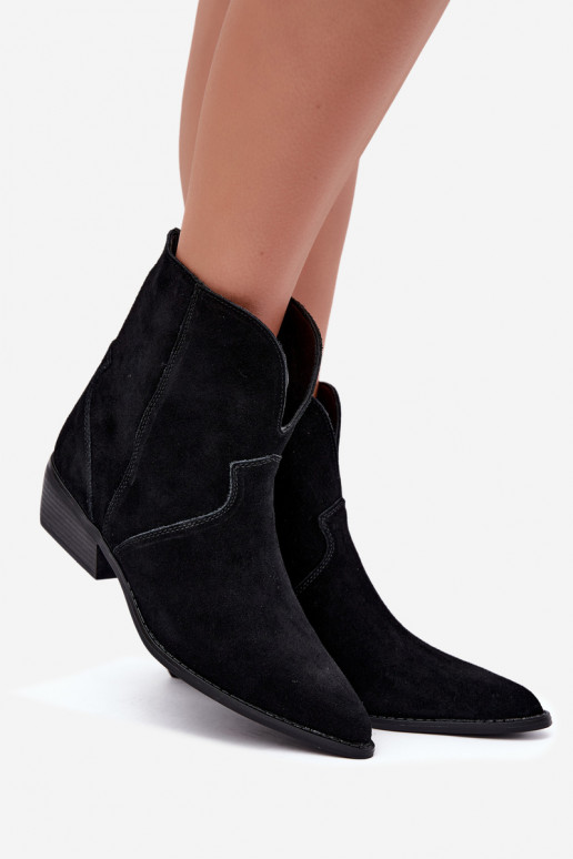 bottes de style cowboy avec talons en daim noir Norelle