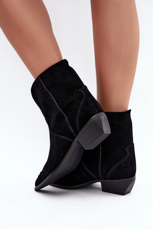 bottes de style cowboy avec talons en daim noir Norelle
