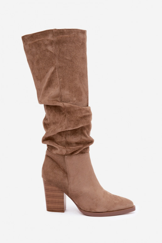 bottes hautes pour femmes avec talons et tige courbée en sable Ismera