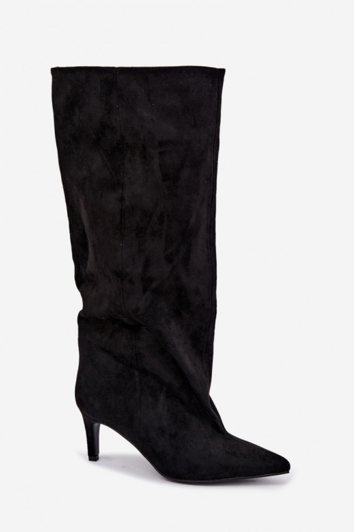 bottes hautes pour femmes à enfiler avec talons en noir Favra