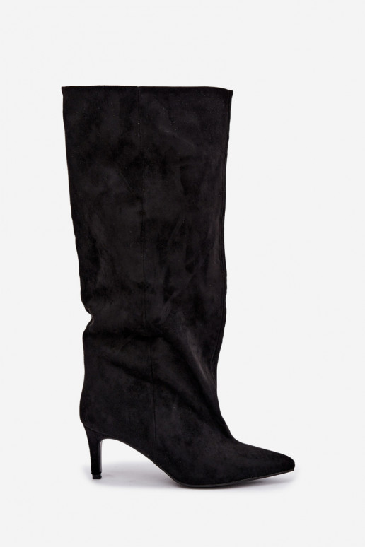bottes hautes pour femmes à enfiler avec talons en noir Favra