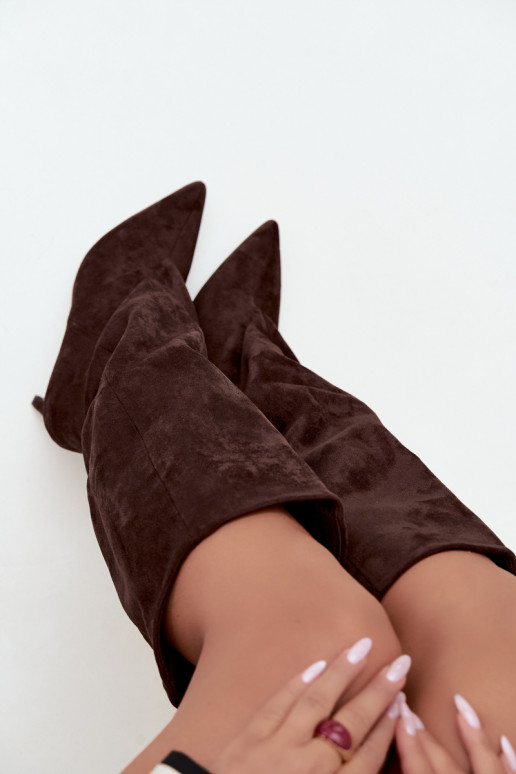 bottes hautes pour femmes à enfiler avec talons en chocolat Favra