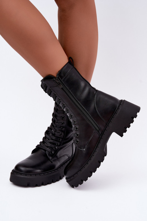 bottines avec éléments décoratifs en simili cuir noir Kalindra