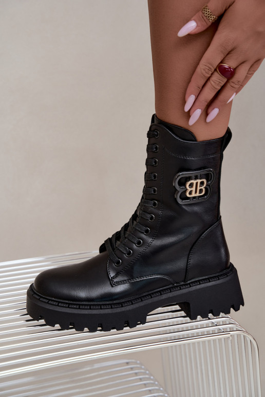 bottines avec éléments décoratifs en simili cuir noir Kalindra