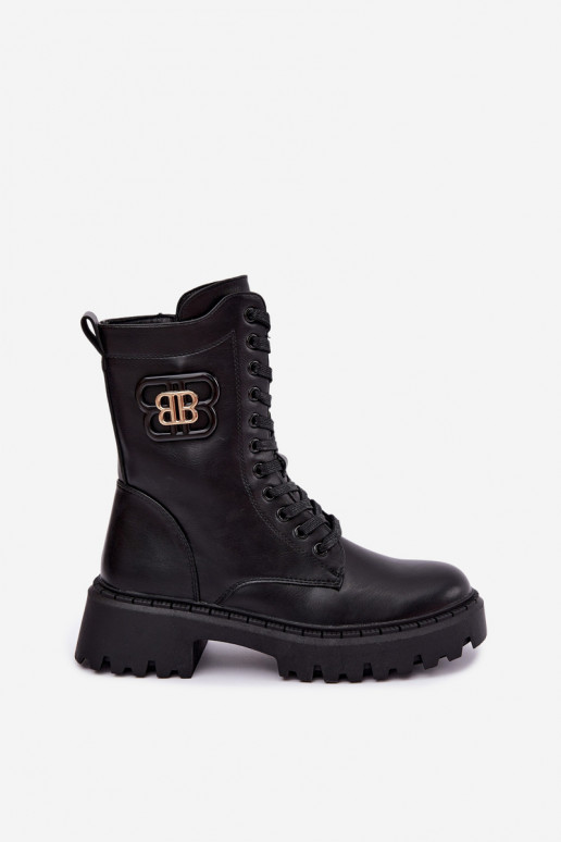 bottines avec éléments décoratifs en simili cuir noir Kalindra