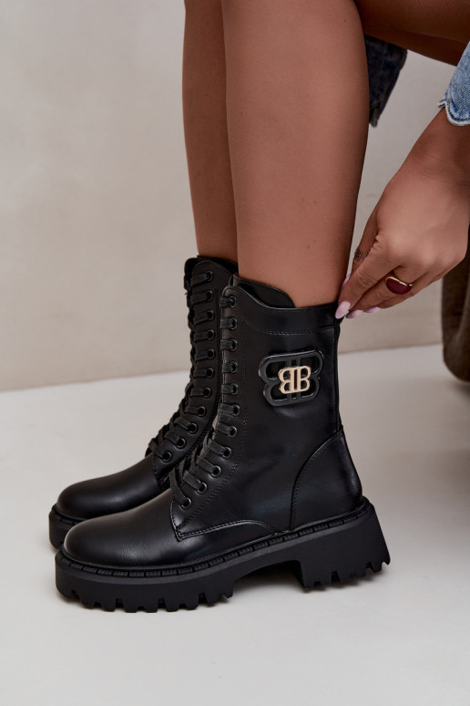 bottines avec éléments décoratifs en simili cuir noir Kalindra