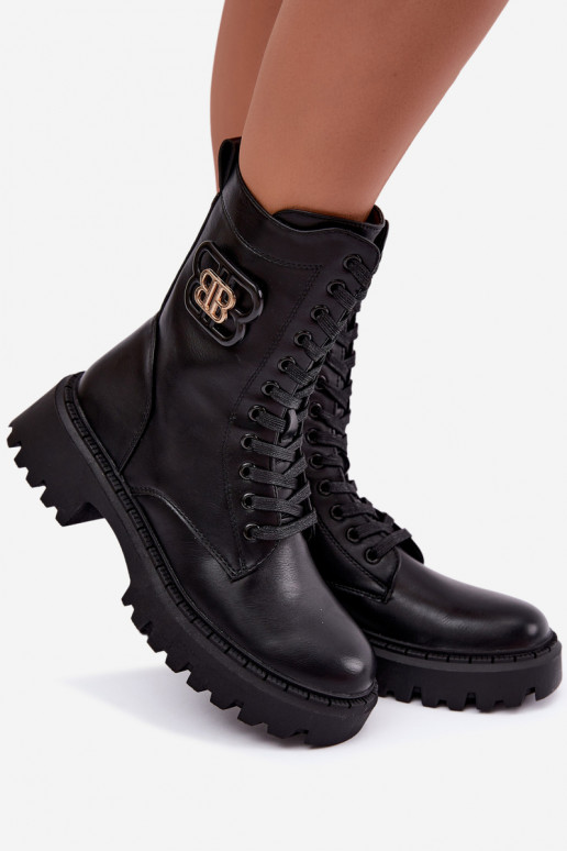 bottines avec éléments décoratifs en simili cuir noir Kalindra
