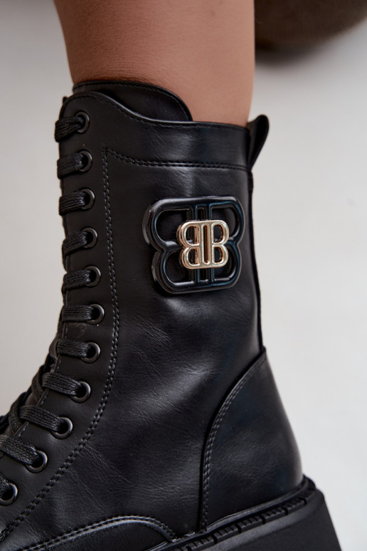 bottines avec éléments décoratifs en simili cuir noir Kalindra