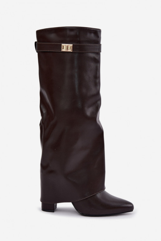 bottes hautes pour femmes en simili cuir chocolat avec talons Avamora