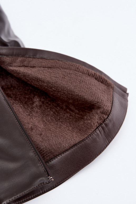 bottes hautes pour femmes en simili cuir chocolat avec talons Avamora